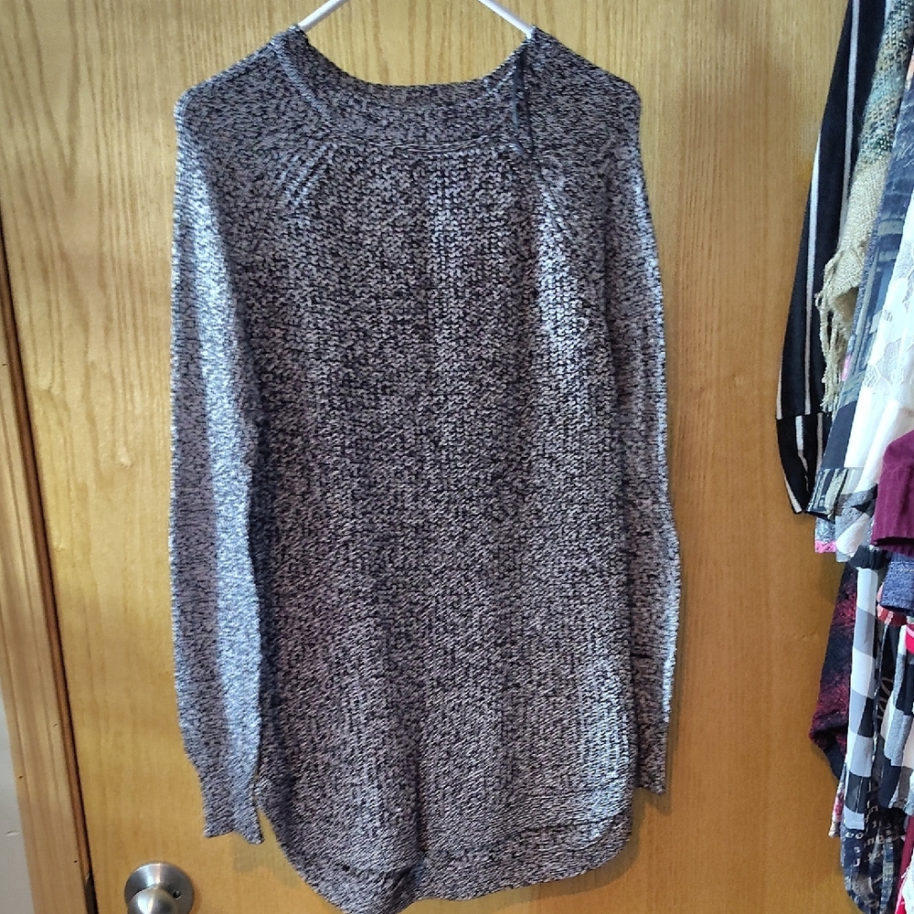 RD Style Black and White Marled Pullover Sweater